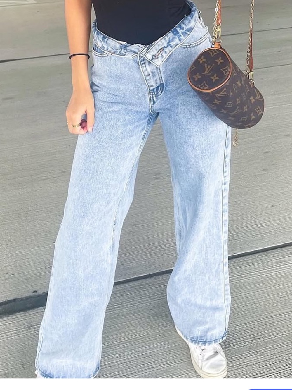 High Waisted Wide Leg Light Wash Denim Jeans - Womens Size XS